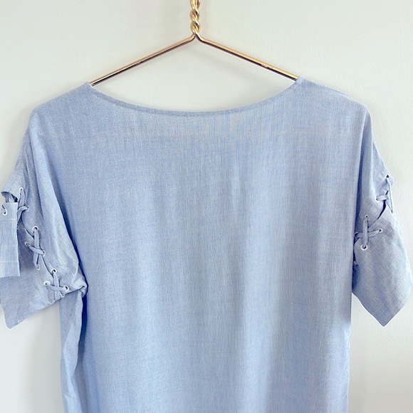 Madewell Stripe Lace-Up Cut-Out Short Sleeve Relaxed
Fit Sailor T-Shirt Dress XS - Picture 7 of 10